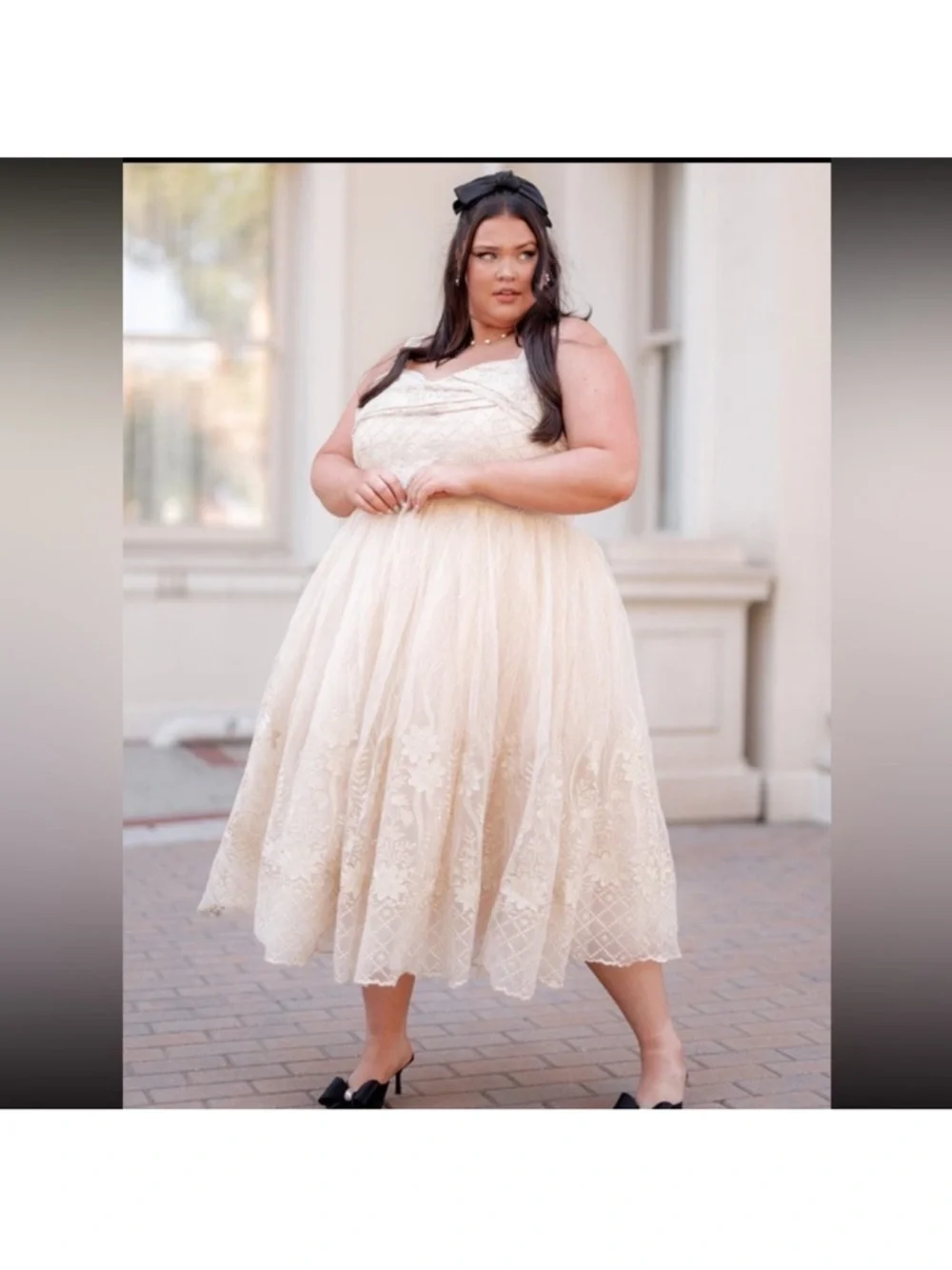 JessaKae Champagne Lace Tulle Ball Gown Dress - Picture 6 of 6